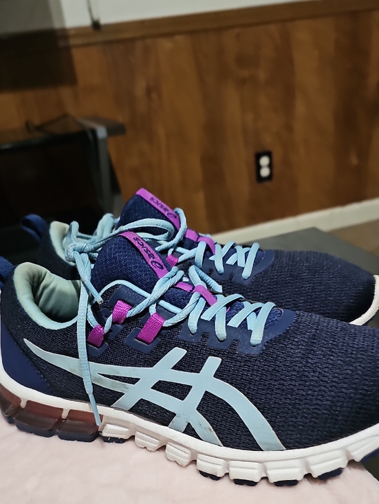 Asics Shoes - Asics Navy Shoes with Light Blue and Pink Accents